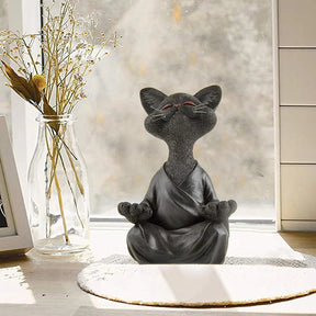 Serenity Paws: Meditating Cat for Home & Garden