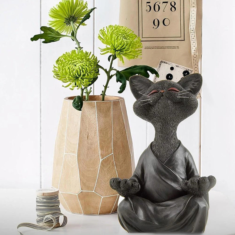 Serenity Paws: Meditating Cat for Home & Garden