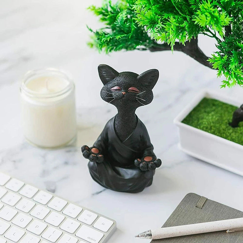 Serenity Paws: Meditating Cat for Home & Garden