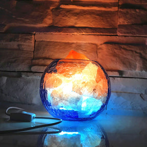 Elegant Crystal Salt Ion Lamp - Hand-Blown Glass Design with Adjustable Brightness