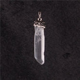 Ethereal Luminescence: Natural Transparent Quartz Crystal Column Pendant