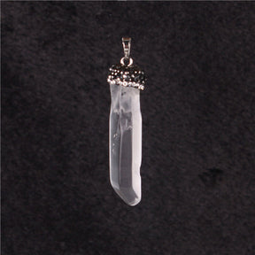 Ethereal Luminescence: Natural Transparent Quartz Crystal Column Pendant