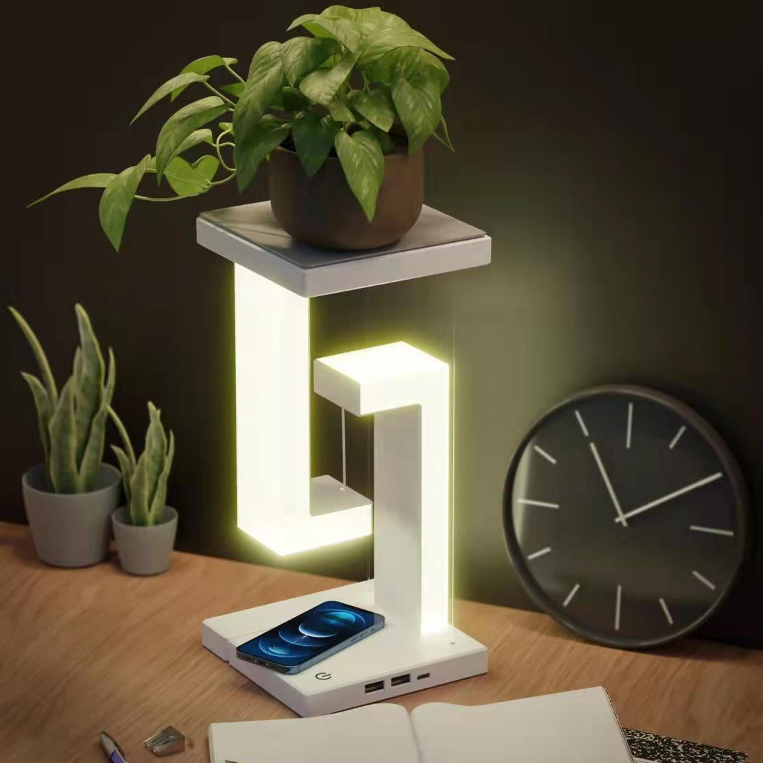 Modern Floating Balance Table Lamp with Wireless Smartphone Charging - A Fusion of Style & Technology for Home and Office