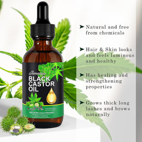 Premium Black Castor Oil Hair Care Essential - Achieve Stronger, Smoother Locks