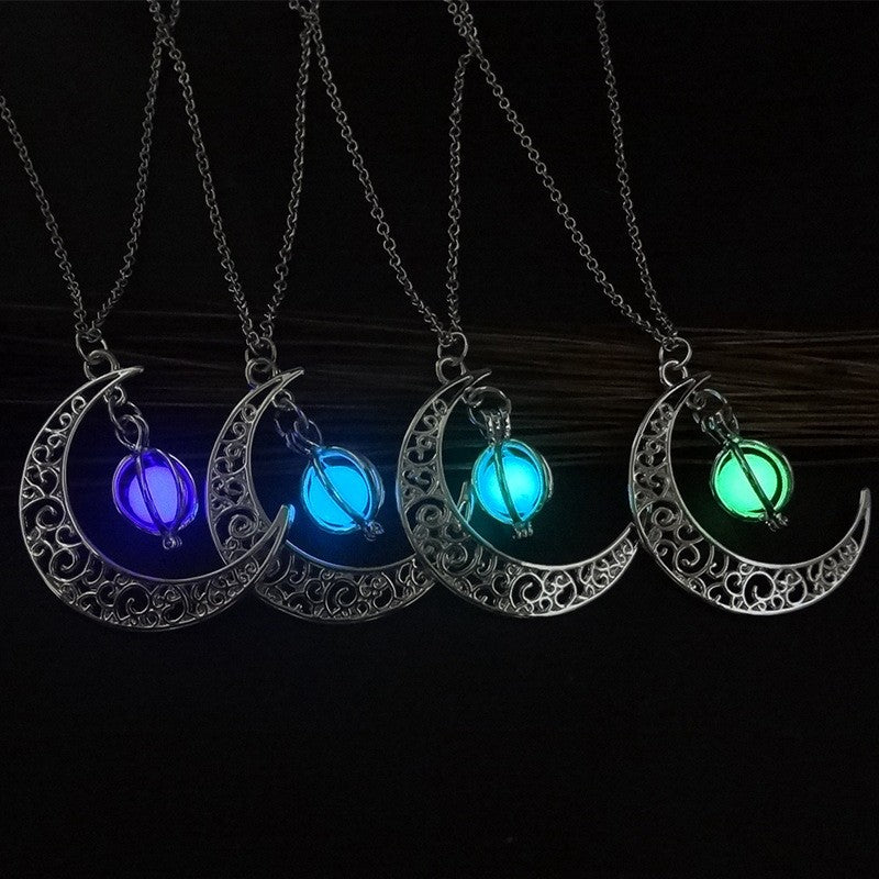 Celestial Luminescence: Fashion Moon Glowing Stone Necklace - A Trending Enchantress