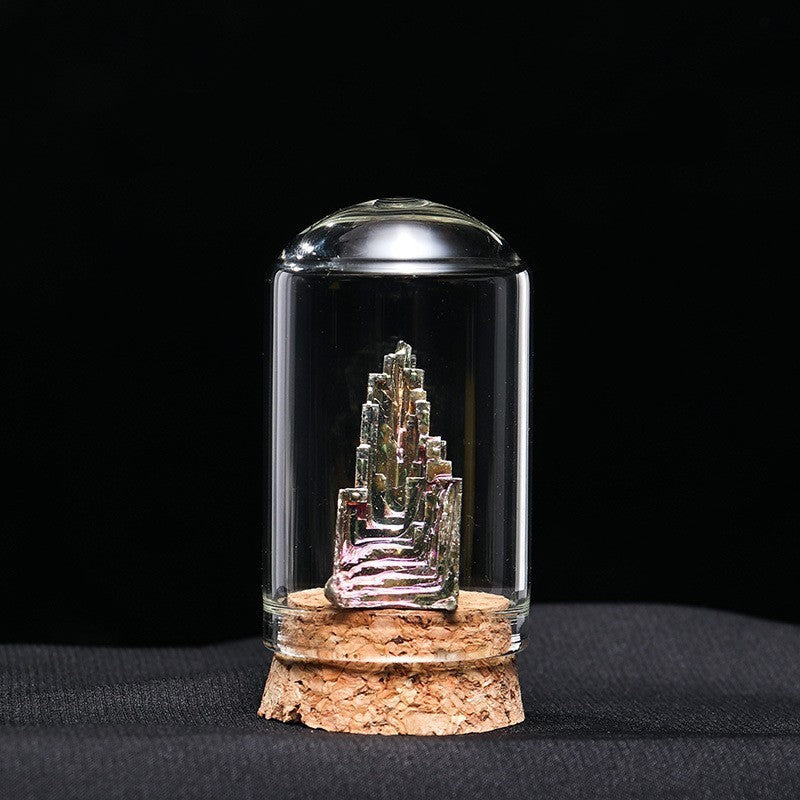 Crystal Oasis: White Crystal Specimen in Modern Glass Dome Display