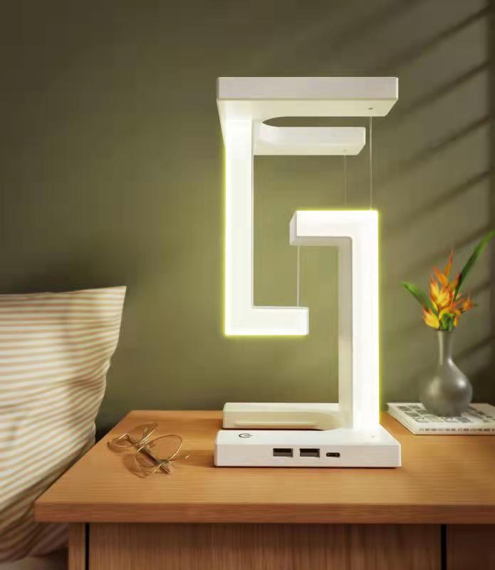 Modern Floating Balance Table Lamp with Wireless Smartphone Charging - A Fusion of Style & Technology for Home and Office