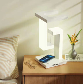 Modern Floating Balance Table Lamp with Wireless Smartphone Charging - A Fusion of Style & Technology for Home and Office