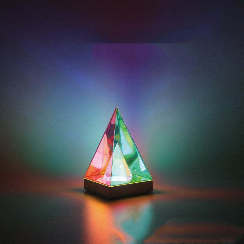 Neon Pyramid Luminescence: Modern Acrylic Night Lamp for Cozy Corners