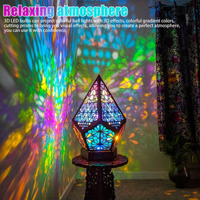 3D Colorful Bohemian LED Night Light Polar Star Starry Sky Floor Projection Lamp