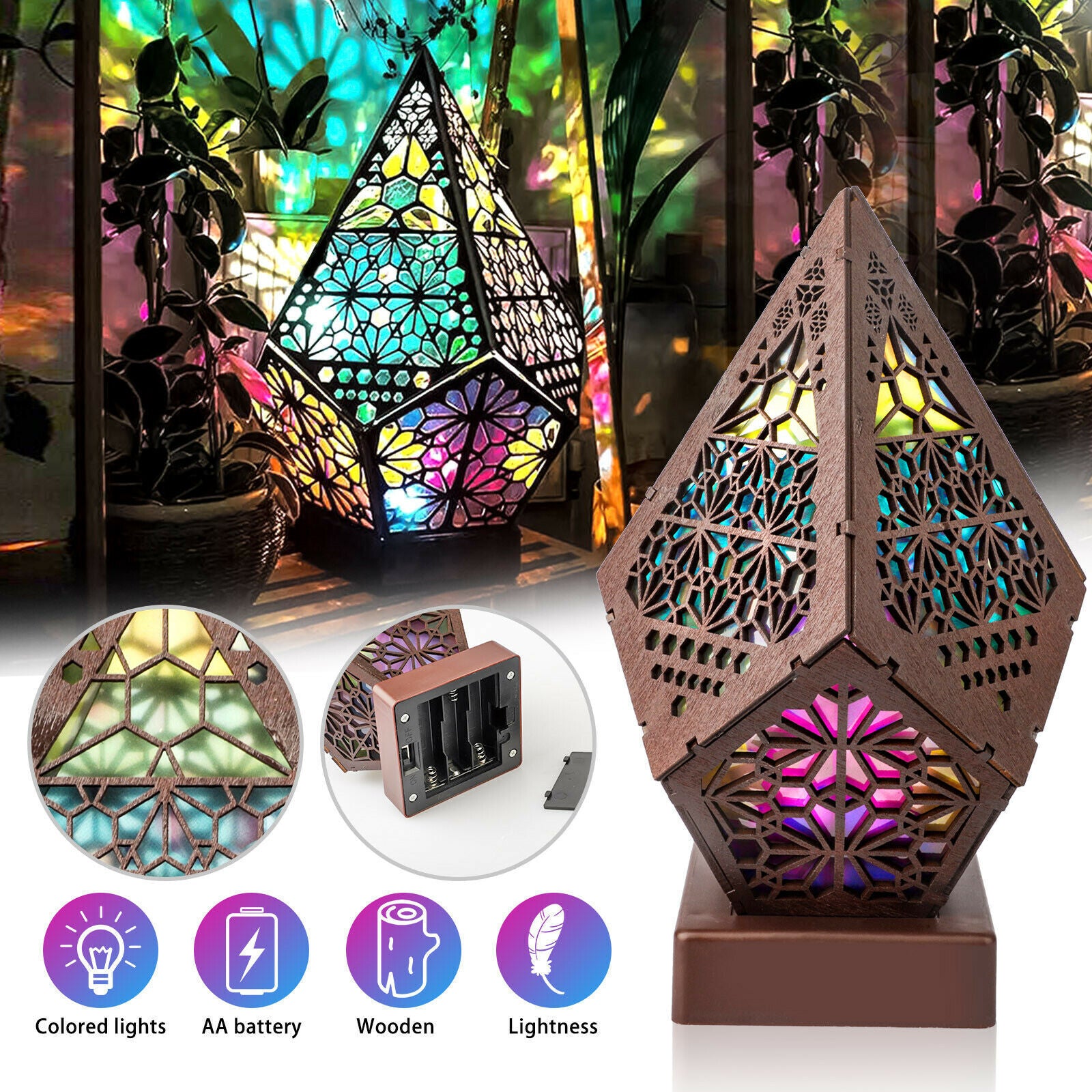 3D Colorful Bohemian LED Night Light Polar Star Starry Sky Floor Projection Lamp