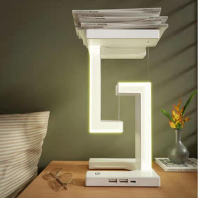 Modern Floating Balance Table Lamp with Wireless Smartphone Charging - A Fusion of Style & Technology for Home and Office