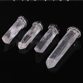 Ethereal Luminescence: Natural Transparent Quartz Crystal Column Pendant