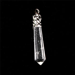 Ethereal Luminescence: Natural Transparent Quartz Crystal Column Pendant