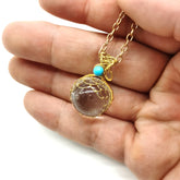 Enchanted Orb: Woven Crystal Ball Pendant on Versatile Necklace