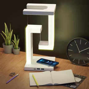 Modern Floating Balance Table Lamp with Wireless Smartphone Charging - A Fusion of Style & Technology for Home and Office