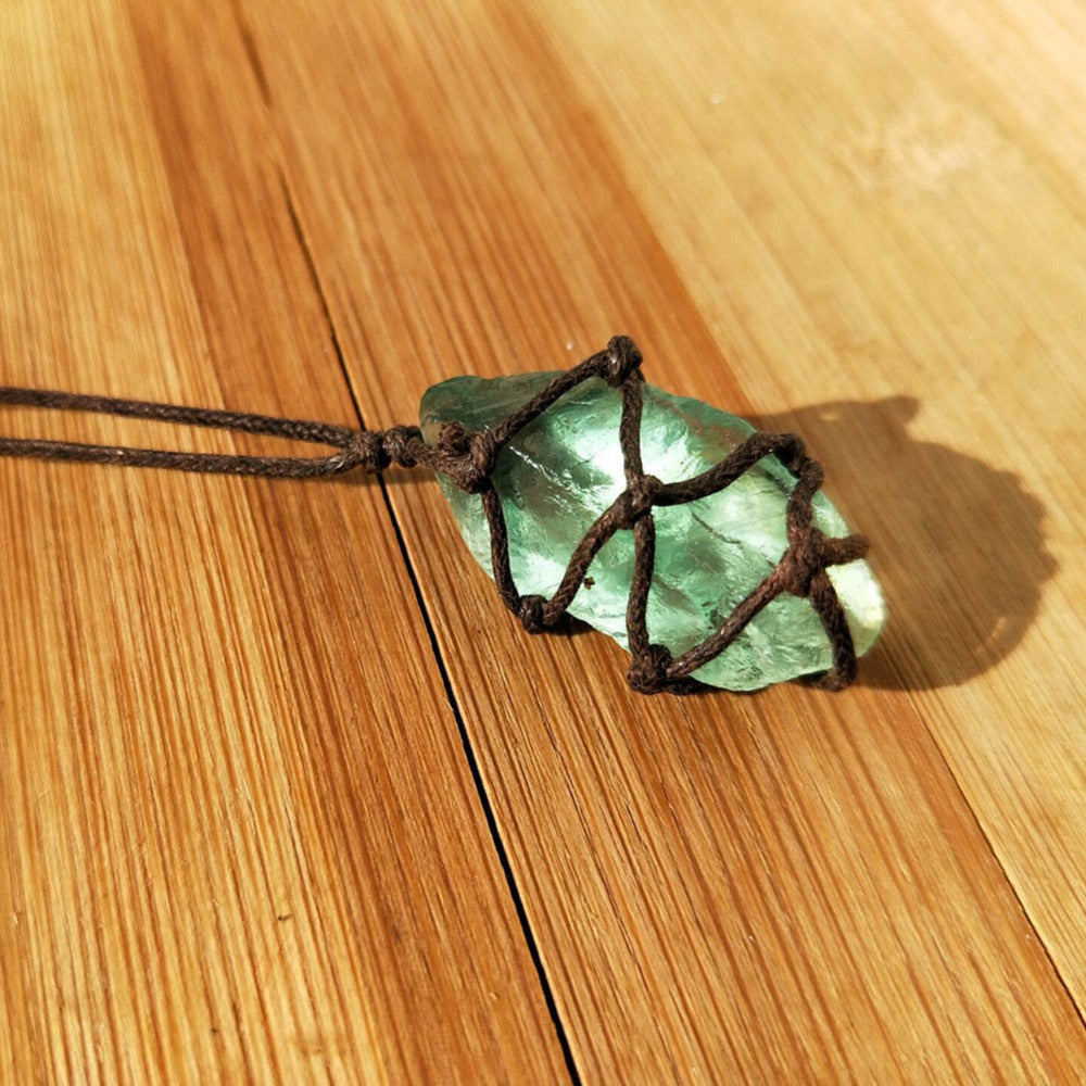 Natural Fluorite Rough Stone Pendant for Positive Energy and Unique Style