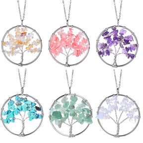 Get Lucky with our Hand Wound Tree of Life Pendant - Choose Your Crystal to Enhance Your Life!