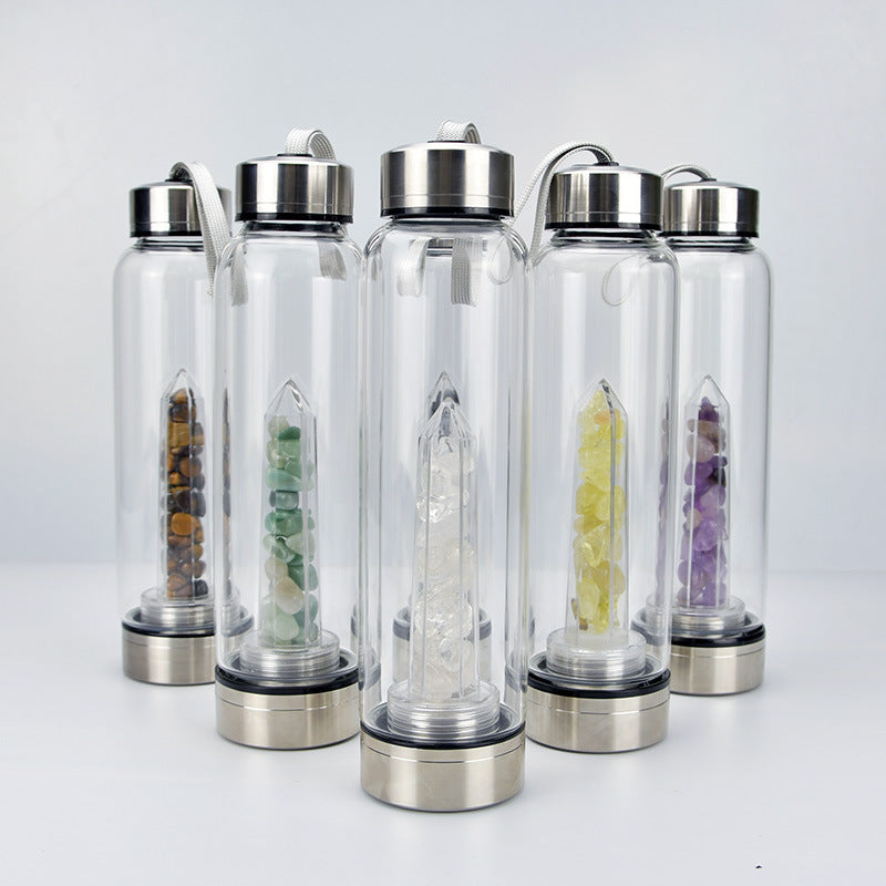 Natural Crystal Stone Energy Infused Water Bottle - Hydrate with Healing Power