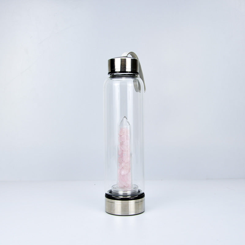 Natural Crystal Stone Energy Infused Water Bottle - Hydrate with Healing Power