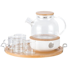 Experience the Art of Tea with Our Heat-Resistant Glass Paohua Teapot Set, Complete with 5 Tea Cups