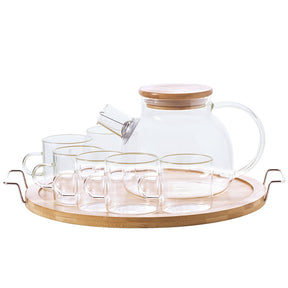 Experience the Art of Tea with Our Heat-Resistant Glass Paohua Teapot Set, Complete with 5 Tea Cups