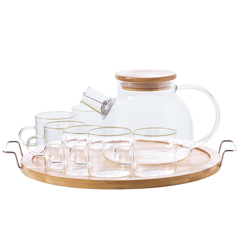 Experience the Art of Tea with Our Heat-Resistant Glass Paohua Teapot Set, Complete with 5 Tea Cups