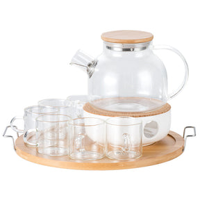 Experience the Art of Tea with Our Heat-Resistant Glass Paohua Teapot Set, Complete with 5 Tea Cups