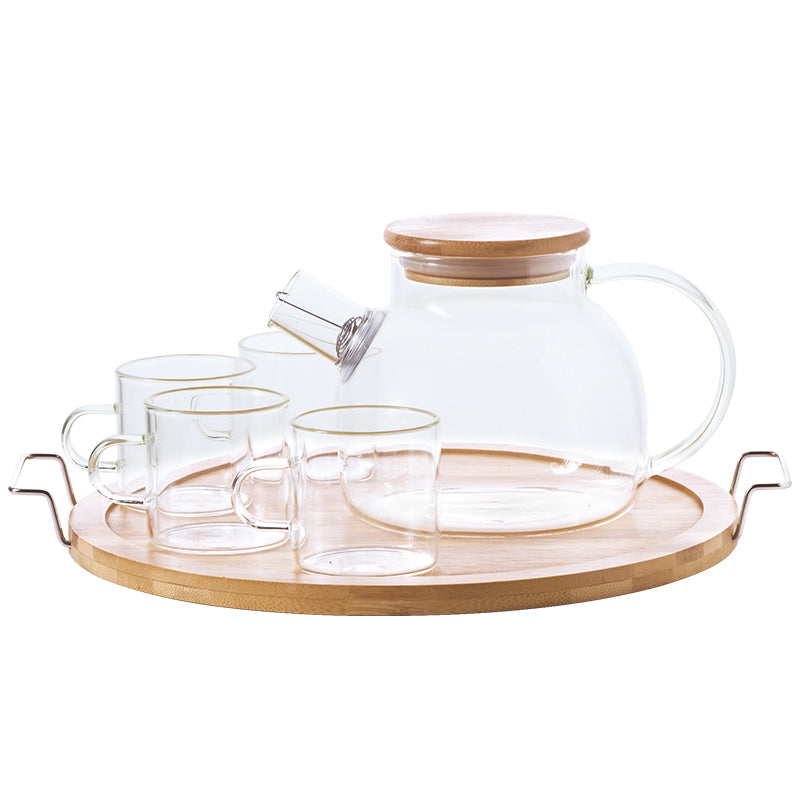 Experience the Art of Tea with Our Heat-Resistant Glass Paohua Teapot Set, Complete with 5 Tea Cups