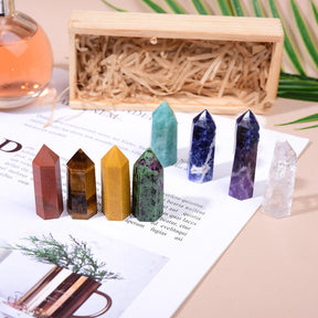 Discover the Power of Crystals with Our Ultimate Collection - 8 Hexagonal Points Wooden Box Set