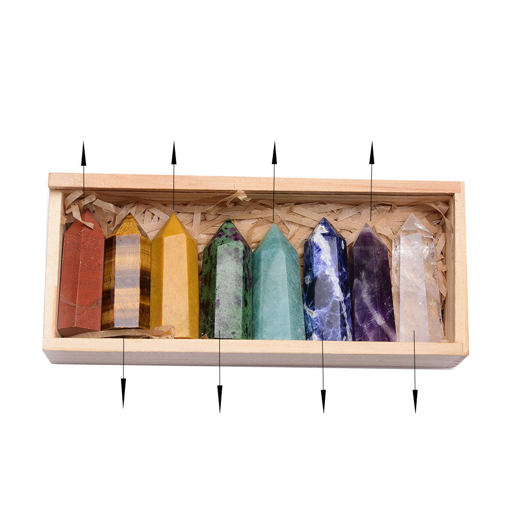 Discover the Power of Crystals with Our Ultimate Collection - 8 Hexagonal Points Wooden Box Set