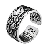 Engraved Silver Band Ring with Heart Sutra and Prajma Paramita - Perfect for Spiritual Growth and Enlightenment