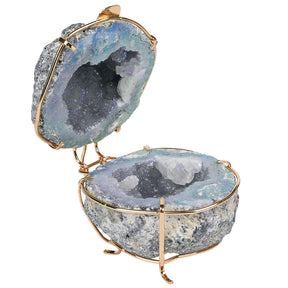 Keep Your Treasures Hidden in Style with our Natural Agate Geode Jewelry Box