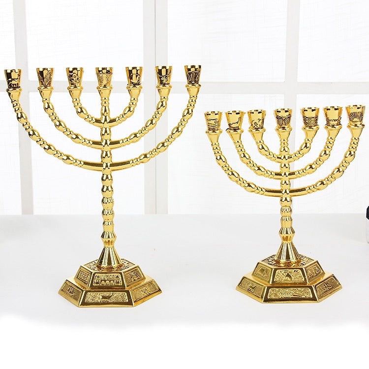 Illuminate Your Spirit with Our Beautiful Gold Menorah - Available in Two Sizes