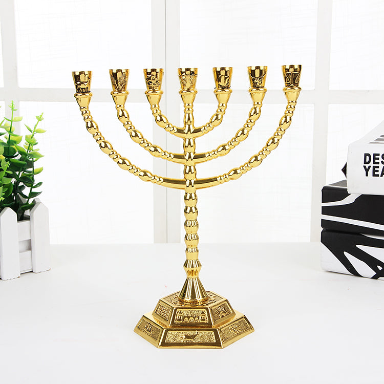 Illuminate Your Spirit with Our Beautiful Gold Menorah - Available in Two Sizes