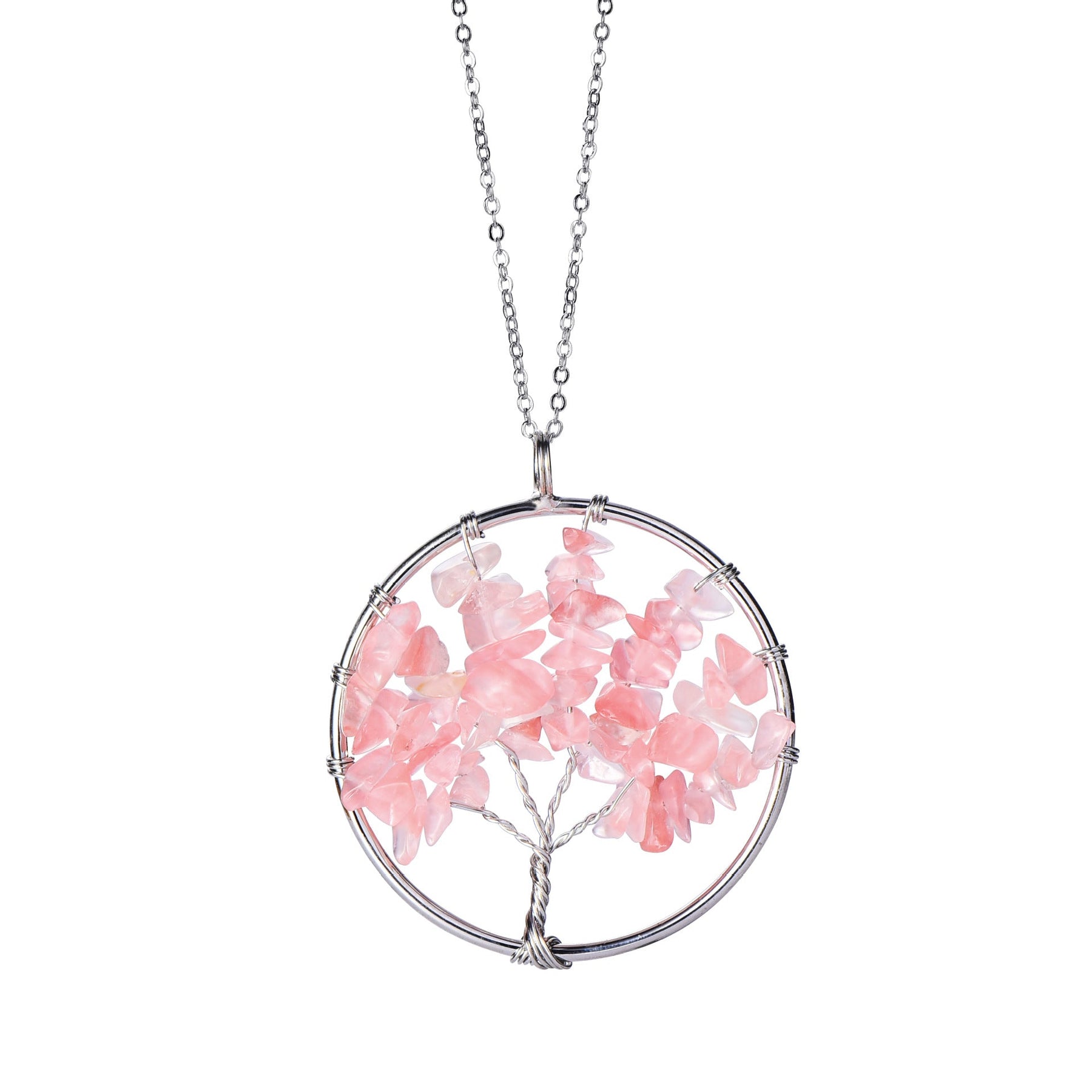 Get Lucky with our Hand Wound Tree of Life Pendant - Choose Your Crystal to Enhance Your Life!