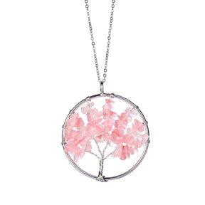 Get Lucky with our Hand Wound Tree of Life Pendant - Choose Your Crystal to Enhance Your Life!