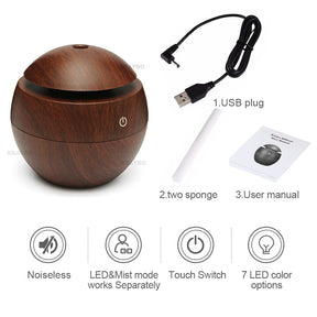 USB Aroma Essential Oil Ultrasonic Cold Steam Diffuser Air Humidifier with LED Night Light