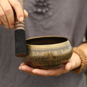 Nepal Handmade Copper Yoga Meditation Bowl with Bowl Pad and Zen Storage Bag