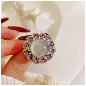 Get enchanted with our Opal Flower Ring and Matching Jewelry Set with Violet Crystal Petals