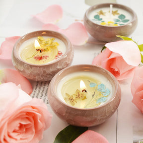 Ceramic Cup Candles with Dried Flowers and Essential Oils - The Perfect Addition to Your Self-Care Routine!