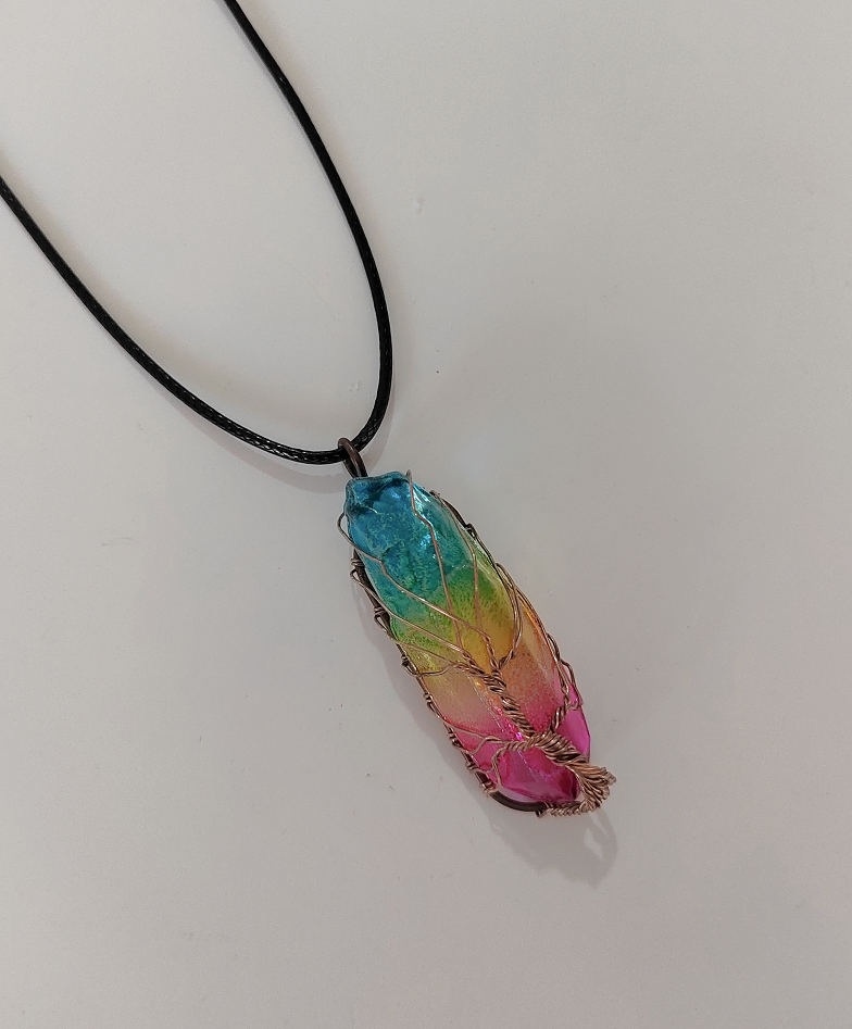 Hot Selling Crystal Pillar Tree of Life Pendant with Rainbow Chakra Stone - A Must-Have Trending Item on Instagram and TikTok!