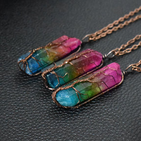 Hot Selling Crystal Pillar Tree of Life Pendant with Rainbow Chakra Stone - A Must-Have Trending Item on Instagram and TikTok!