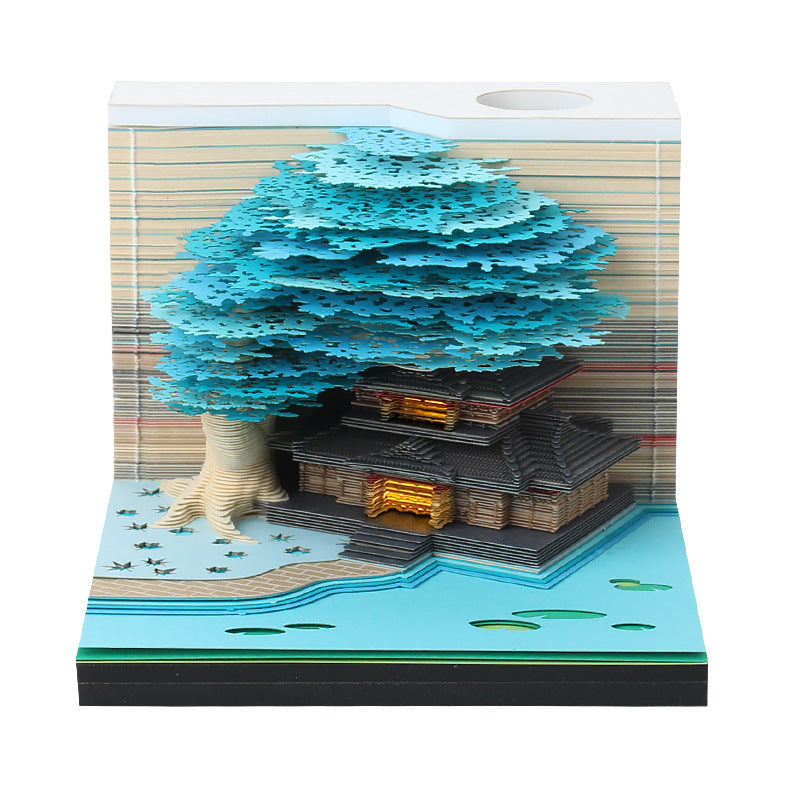 Experience the Beauty of Chinese Architecture with The Tree House Three-Dimensional Creative Note Paper