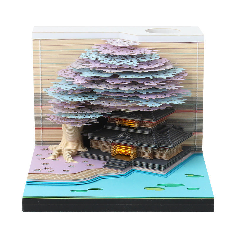 Experience the Beauty of Chinese Architecture with The Tree House Three-Dimensional Creative Note Paper