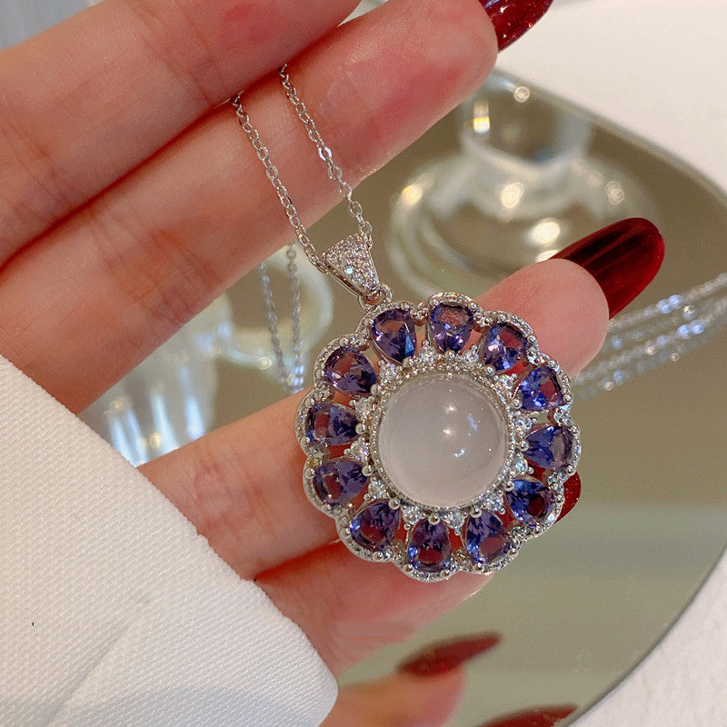 Get enchanted with our Opal Flower Ring and Matching Jewelry Set with Violet Crystal Petals