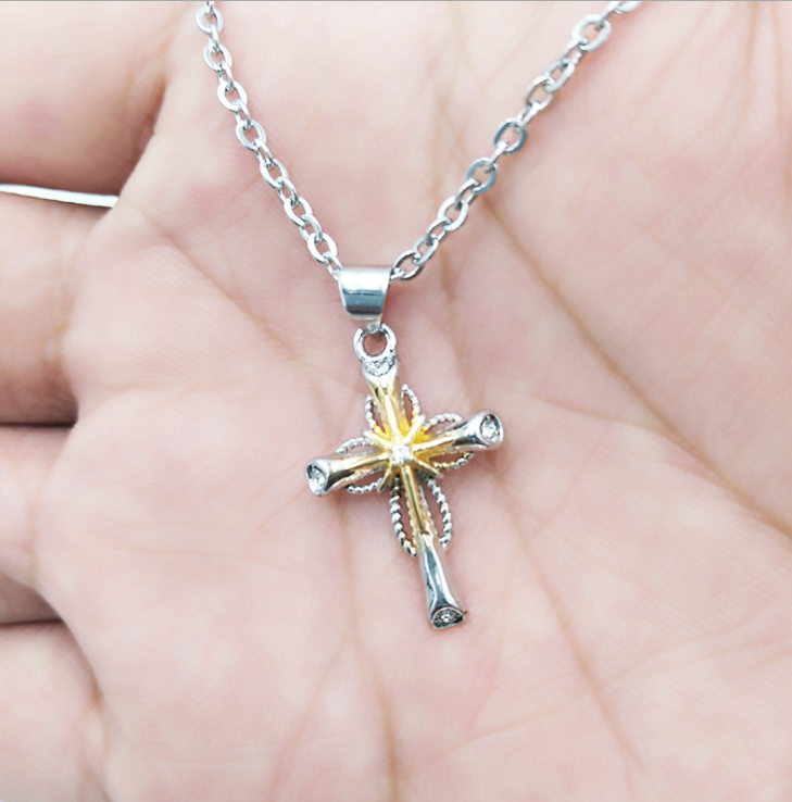 Sparkling Octagonal Star Cross Pendant with Blazing Crystal - Elegant and Dazzling Jewelry Piece