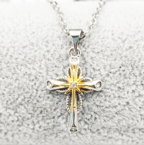 Sparkling Octagonal Star Cross Pendant with Blazing Crystal - Elegant and Dazzling Jewelry Piece