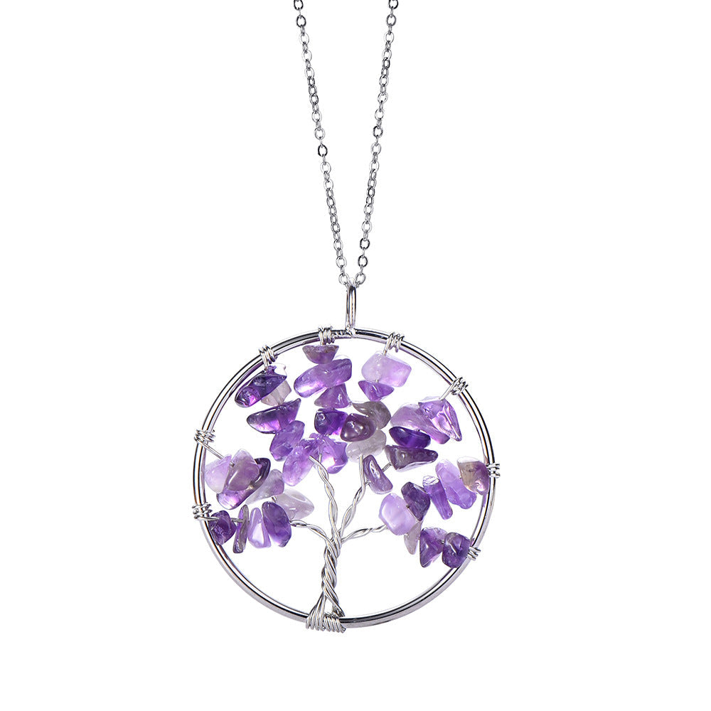 Get Lucky with our Hand Wound Tree of Life Pendant - Choose Your Crystal to Enhance Your Life!